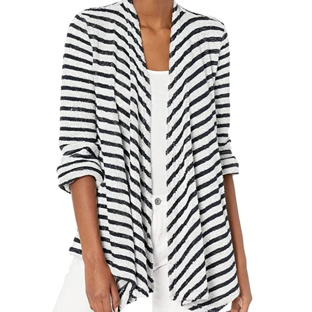 NEW BB Dakota Just Your Stripe French Terry Knit Open Front Cardigan Size Small